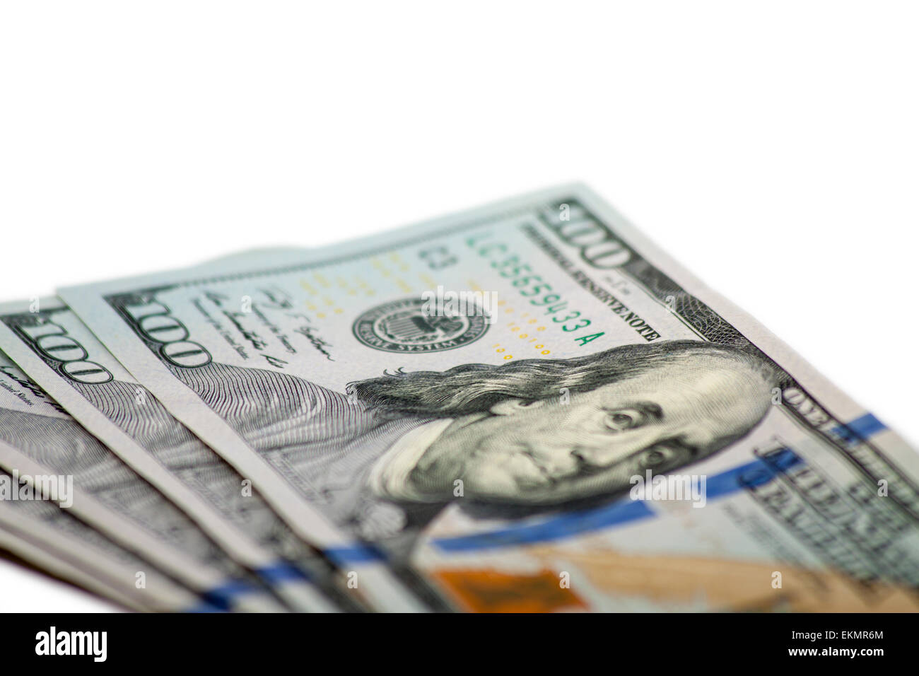 Stati Uniti banconote da cento dollari ventaglio Foto Stock