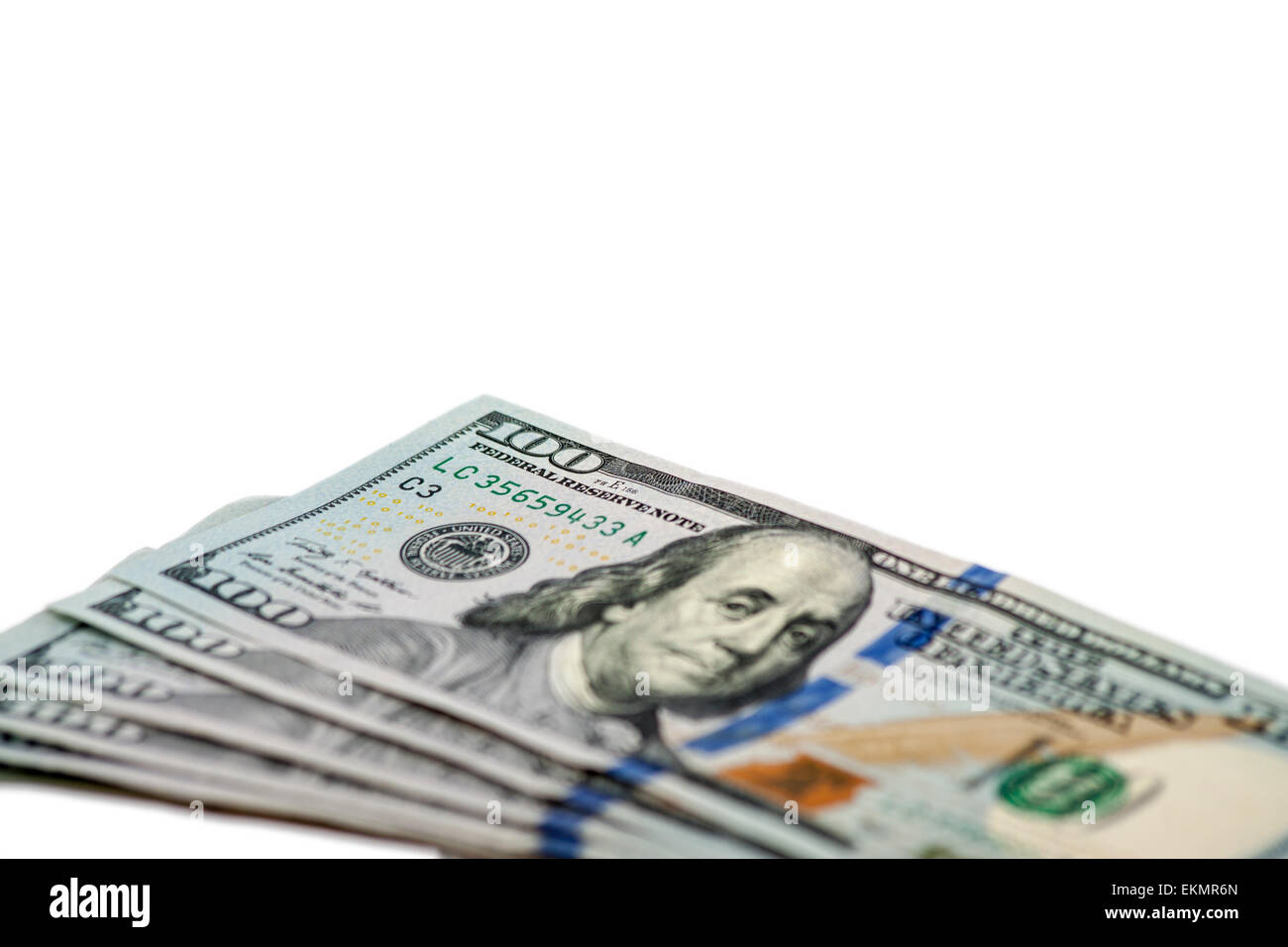 Stati Uniti banconote da cento dollari ventaglio Foto Stock