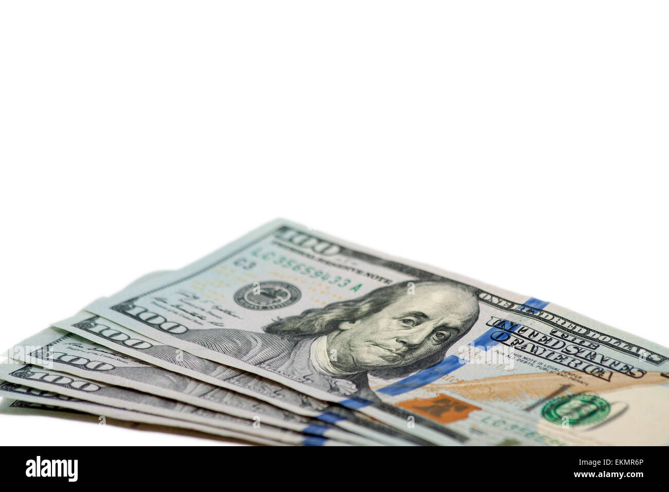 Stati Uniti banconote da cento dollari ventaglio Foto Stock