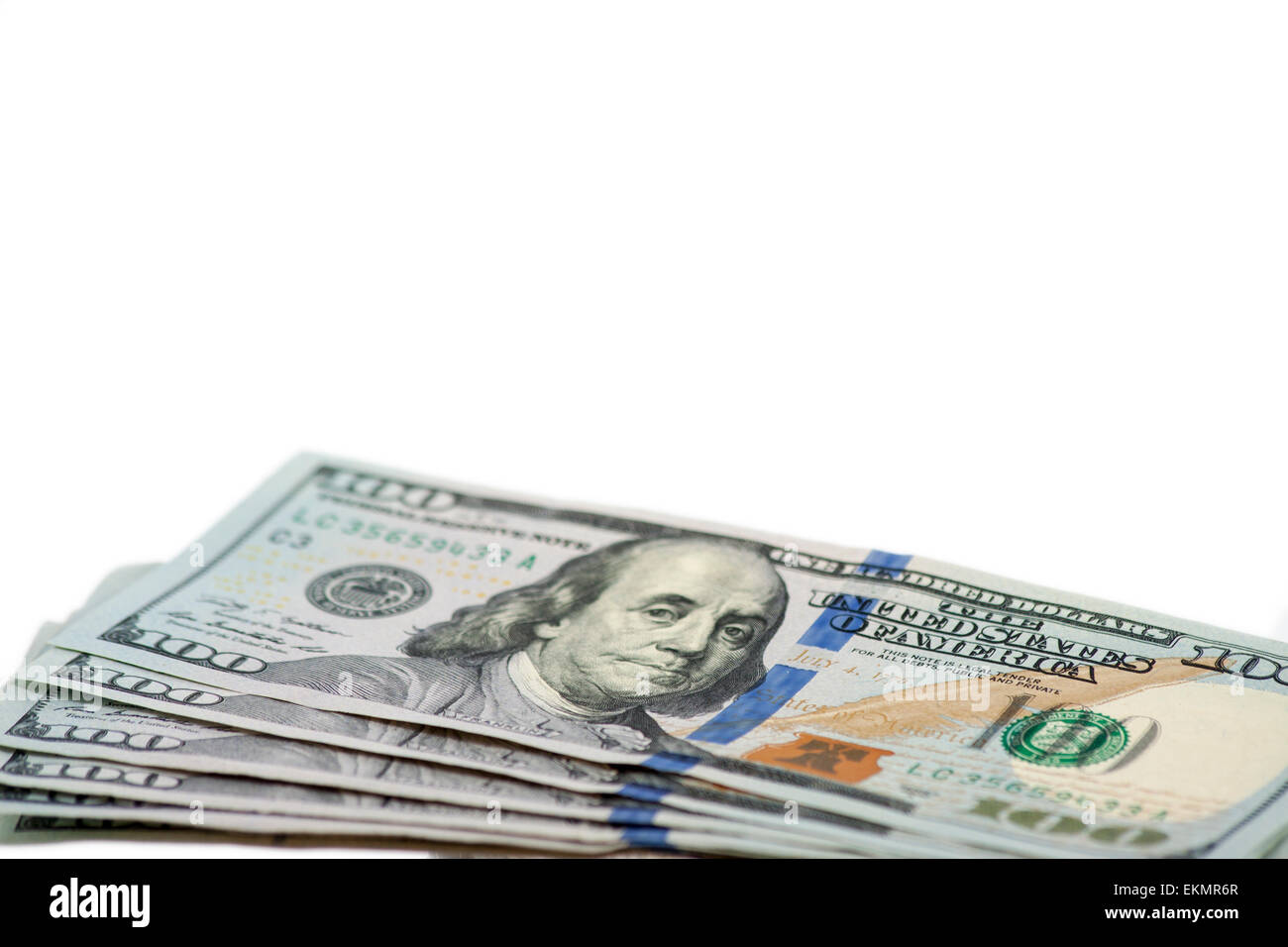 Stati Uniti banconote da cento dollari ventaglio Foto Stock