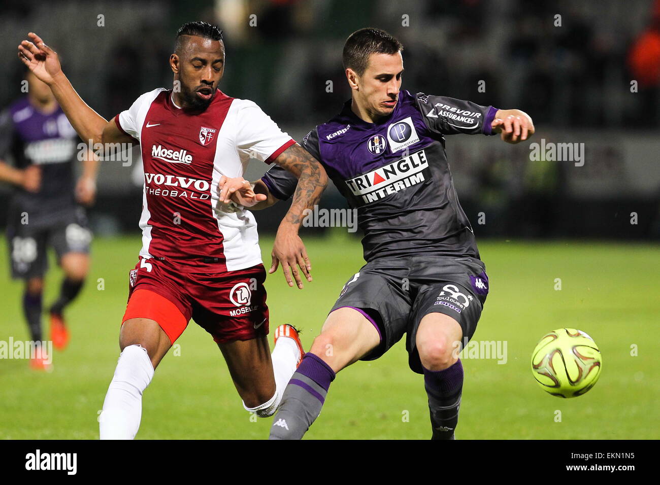 Romain METANIRE/Aleksandar PESIC - 04.04.2015 - Metz/Toulouse - 31eme journee de Ligue 1 .Photo : Fred Marvaux/Icona Sport Foto Stock