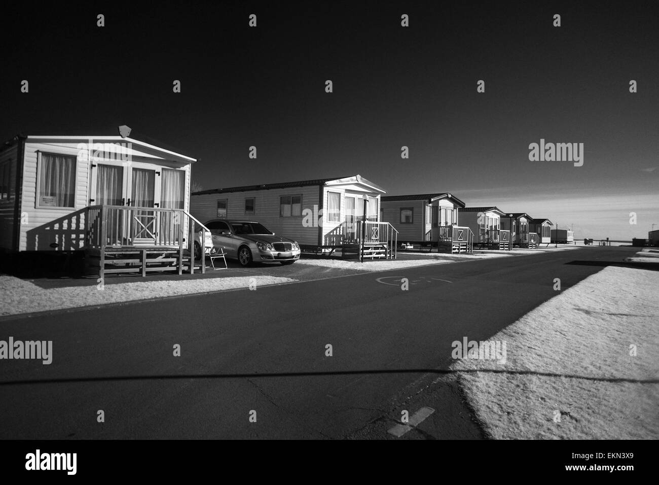 Infrarossi immagini monocromatiche di vacanza roulotte. Foto Stock