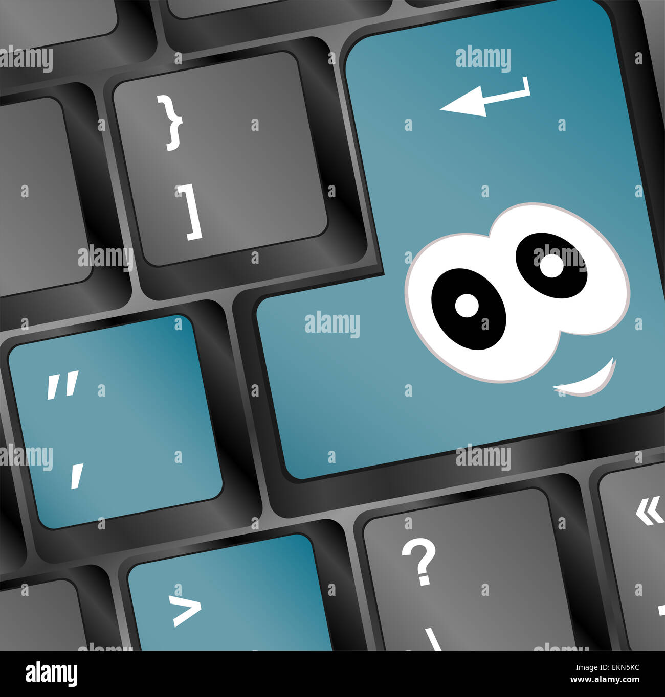 Tastiera per computer con sorriso chiave - concetto di business Foto Stock