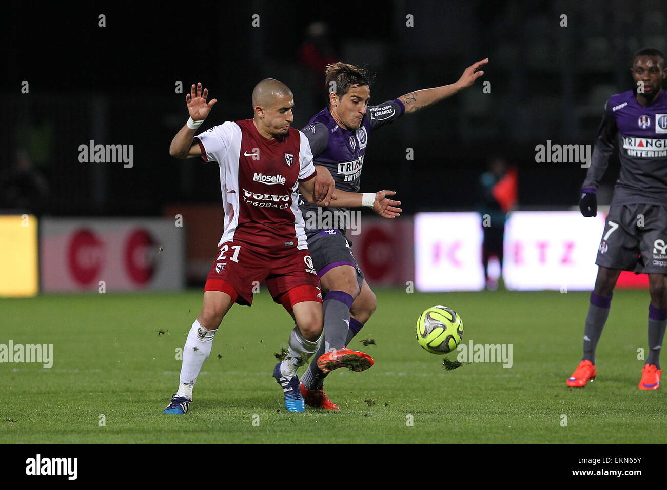 Ahmed KASHI/Oscar TREJO - 04.04.2015 - Metz/Toulouse - 31eme journee de Ligue 1 .Photo : Fred Marvaux/Icona Sport Foto Stock