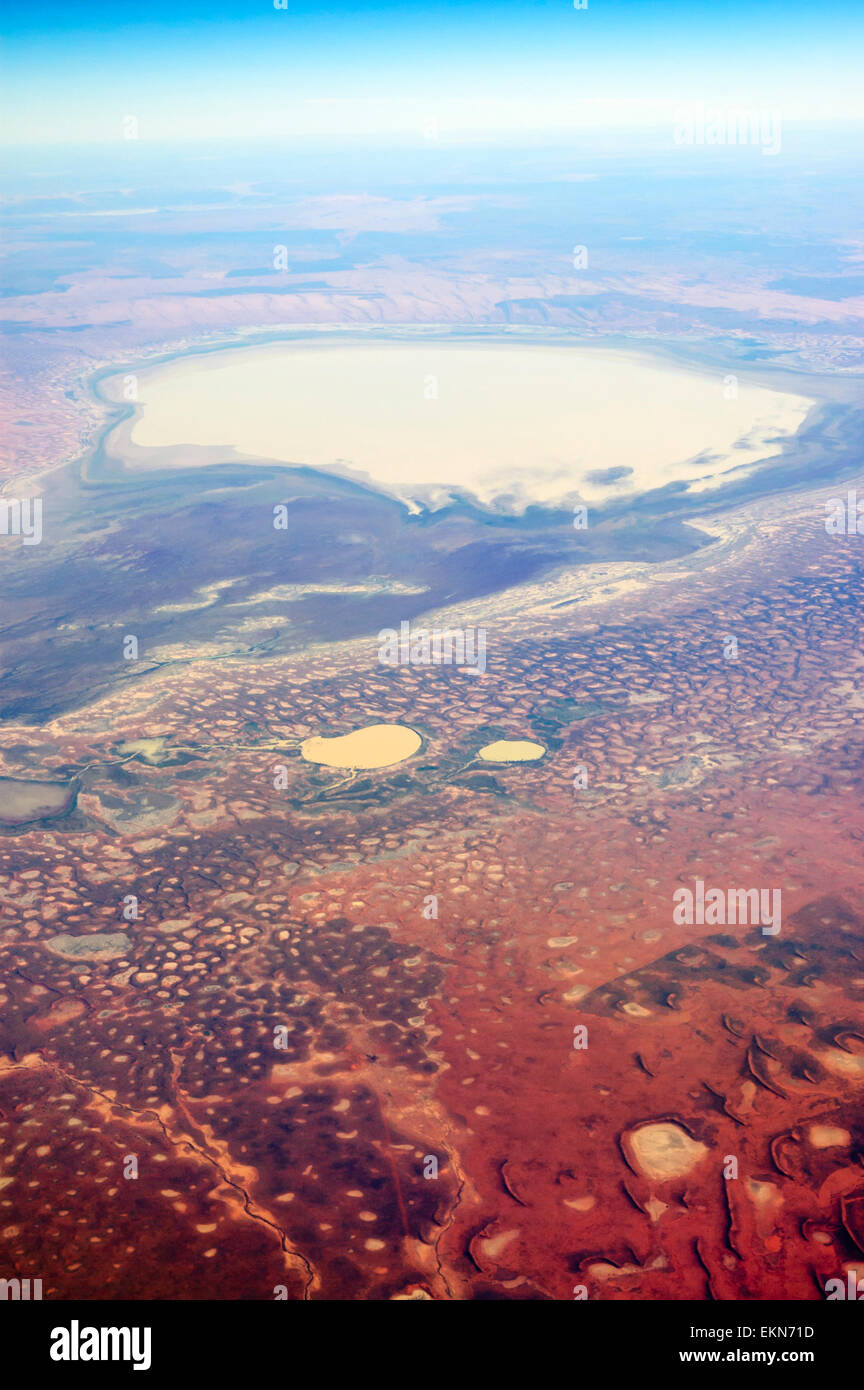 Red Centre di Australia: vista aerea del paese di canale, del deserto australiano centrale; rosso centro; rosso centro; Queensland; outback; Australia centrale Foto Stock