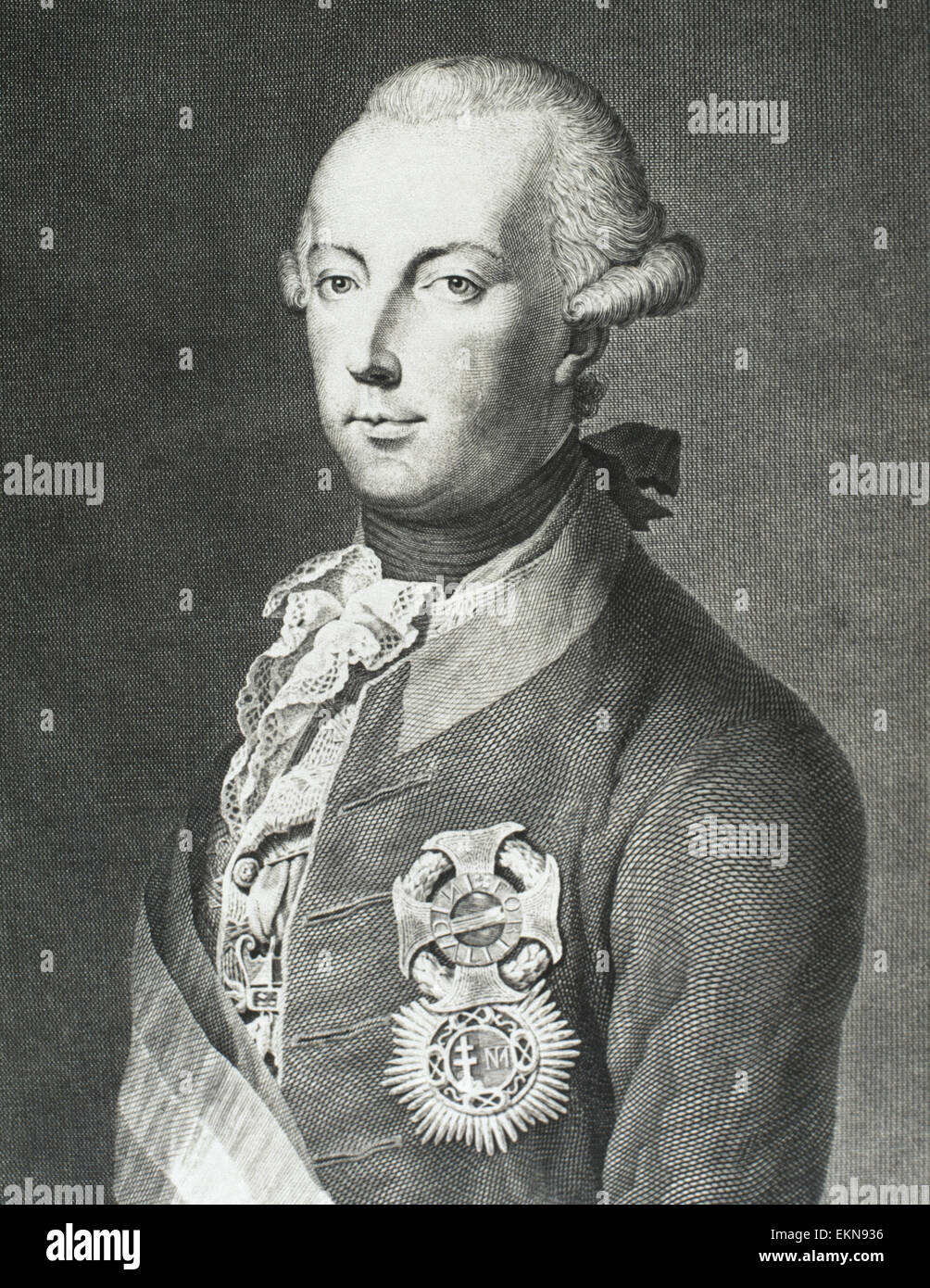 Giuseppe II (1741-1790). Sacro Romano Imperatore da 1765-1790. Ritratto. Incisione. Xix secolo. Foto Stock