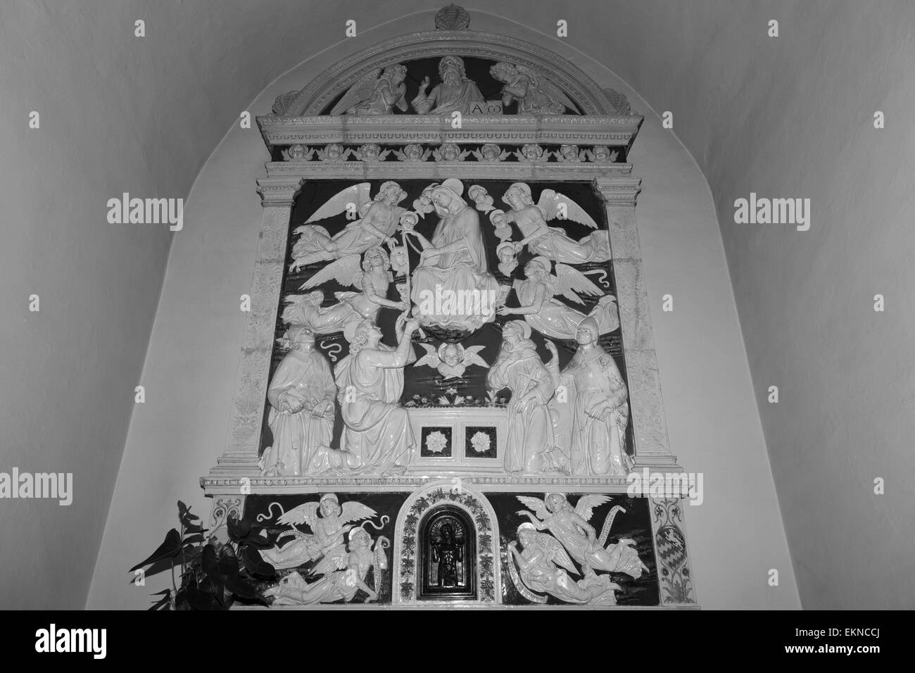 Madonna della cintola di Andrea della Robbia il Santuario de La Verna Toscana Foto Stock