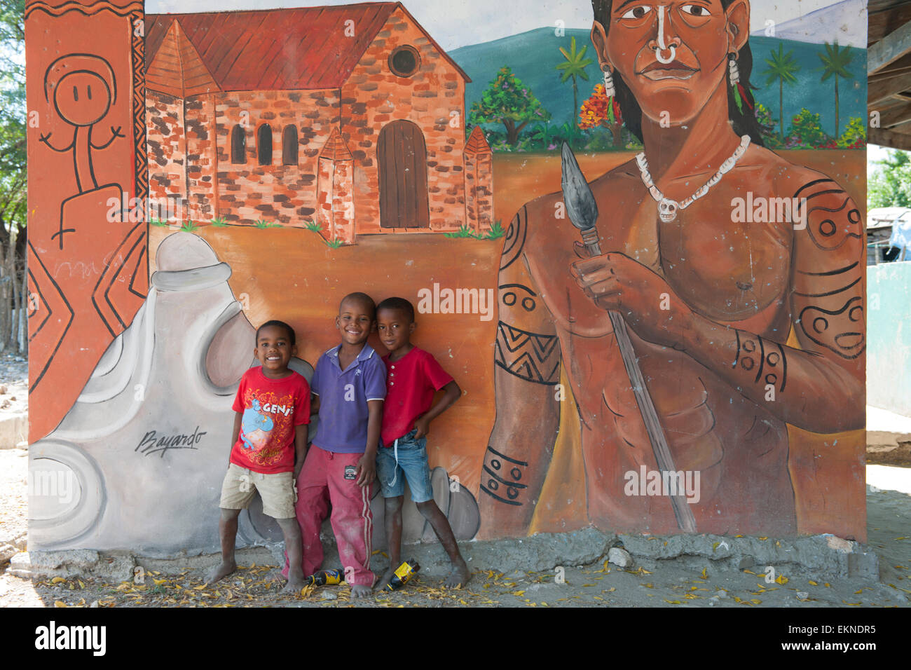 Dominikanische Republik, Südwesten, Azua, Pueblo Viejo, an der Ruine der Klosterkirche, wo angeblich der indianische Nationalhel Foto Stock