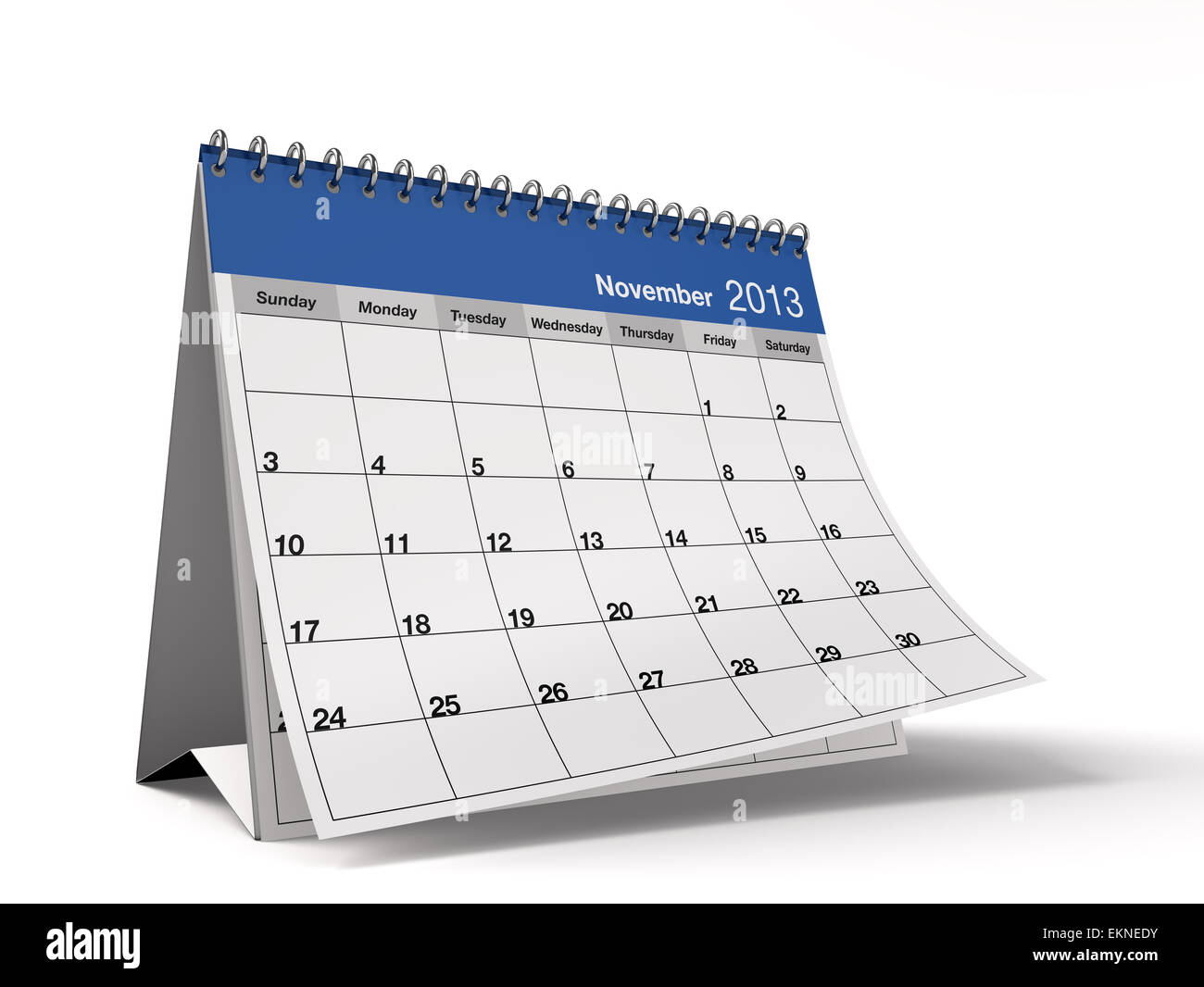 Ripiegate Novembre 2013 calendario del computer desktop Foto Stock