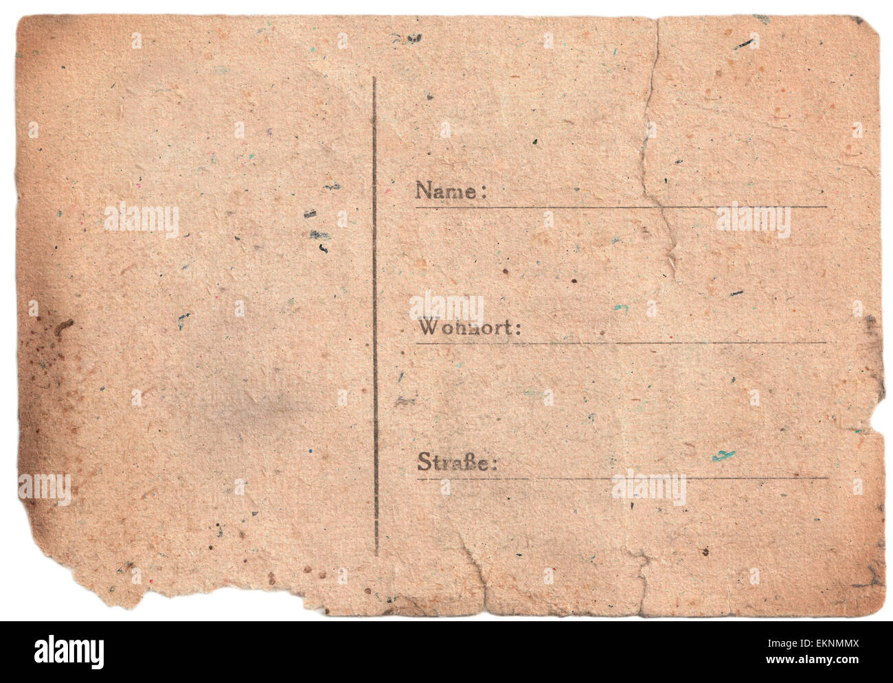 Più antica forma del documento per inserire l'indirizzo Foto Stock