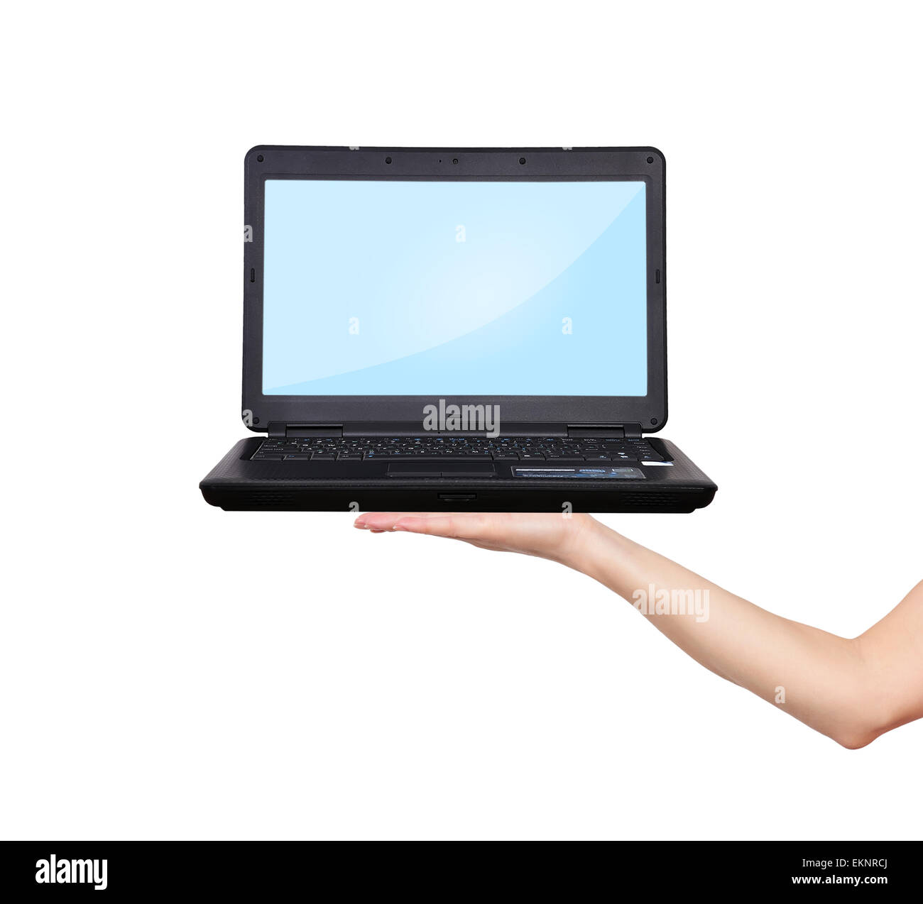 Mano azienda laptop Foto Stock