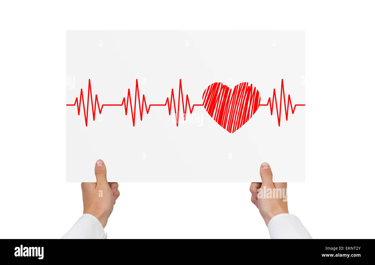 Carta con cardiogram Foto Stock