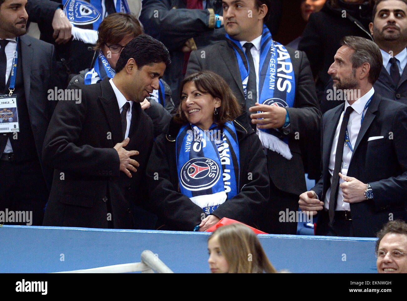 NASSER AL KHELAIFI/ANNE HIDALGO - 11.04.2015 - Bastia/PSG - Finale de la Coupe de la Ligue 2015.Photo : Visual/Icona Sport Foto Stock