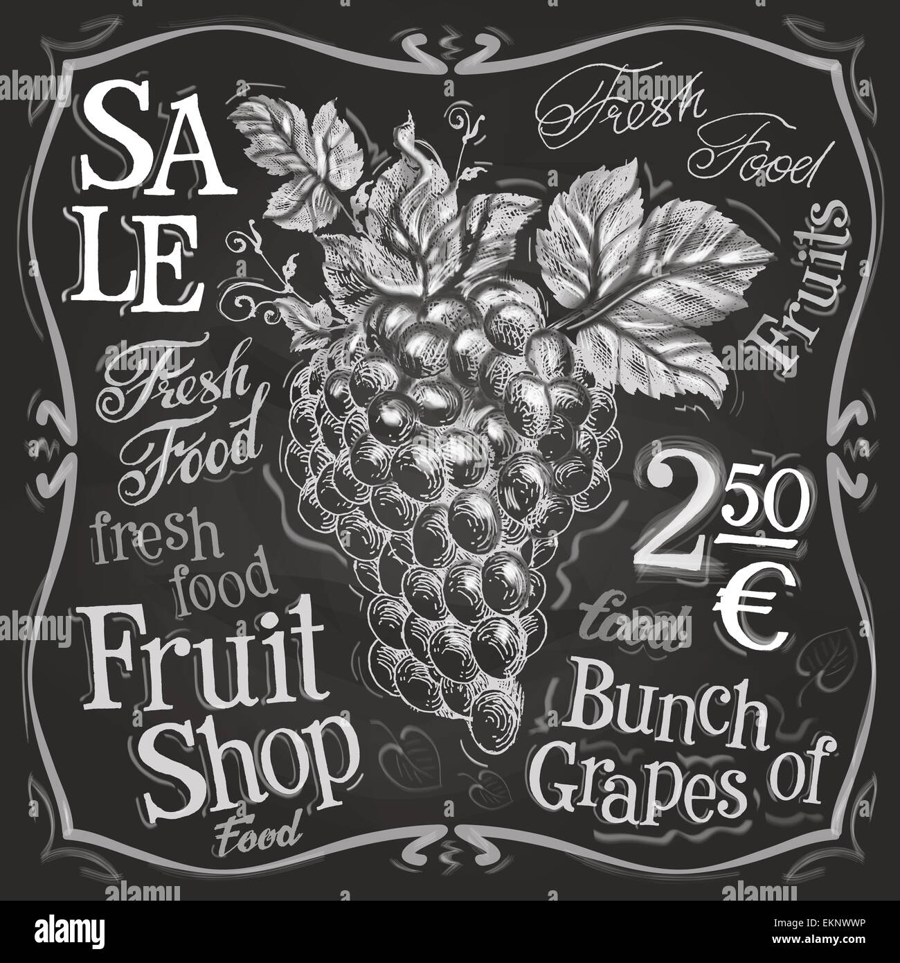 Vettore di uve logo design modello. frutta fresca, cibo o menu icona della scheda. Foto Stock