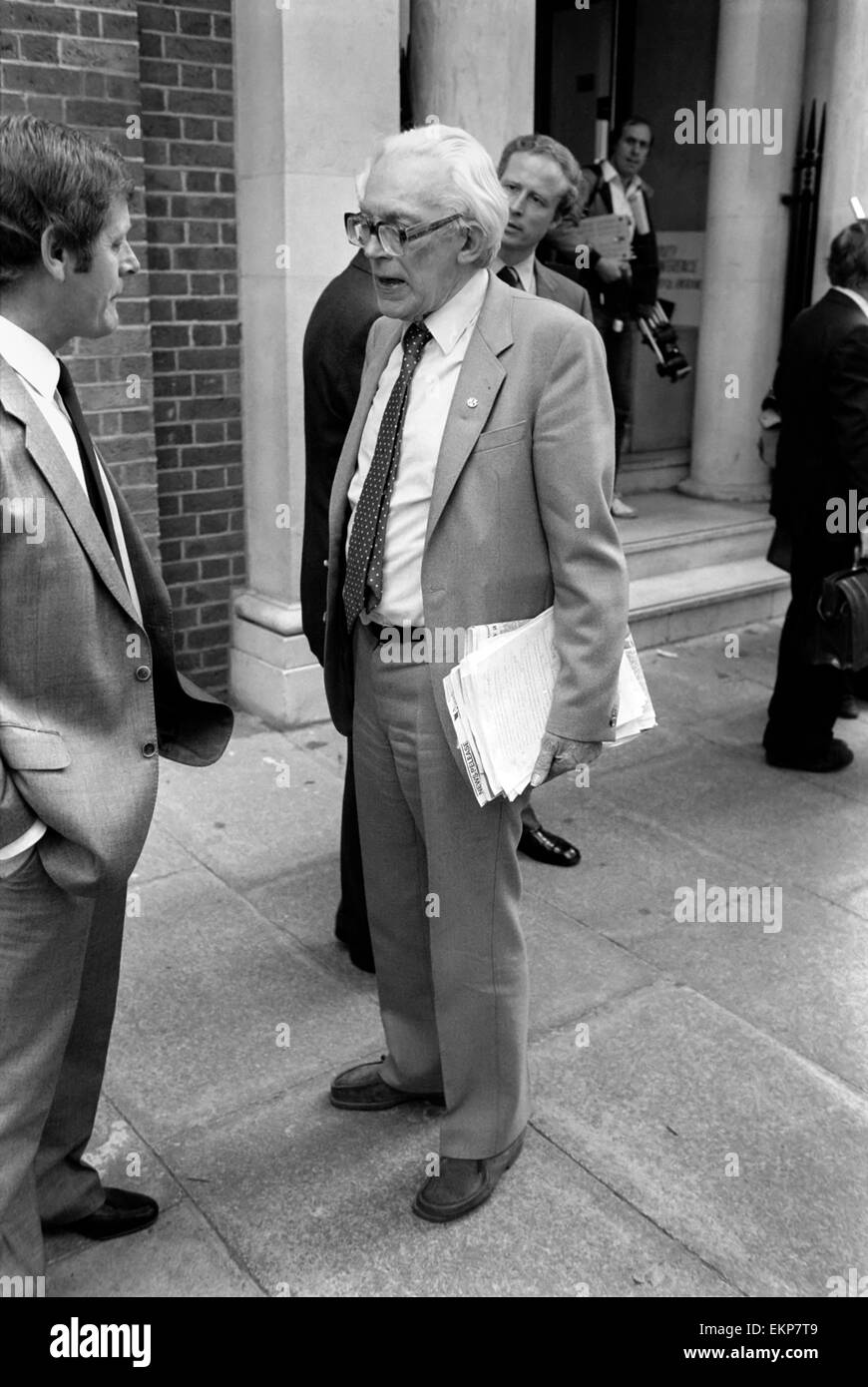 Festa del lavoro conferenza: il Sig. Michael Foot. Giugno 1983 Foto Stock