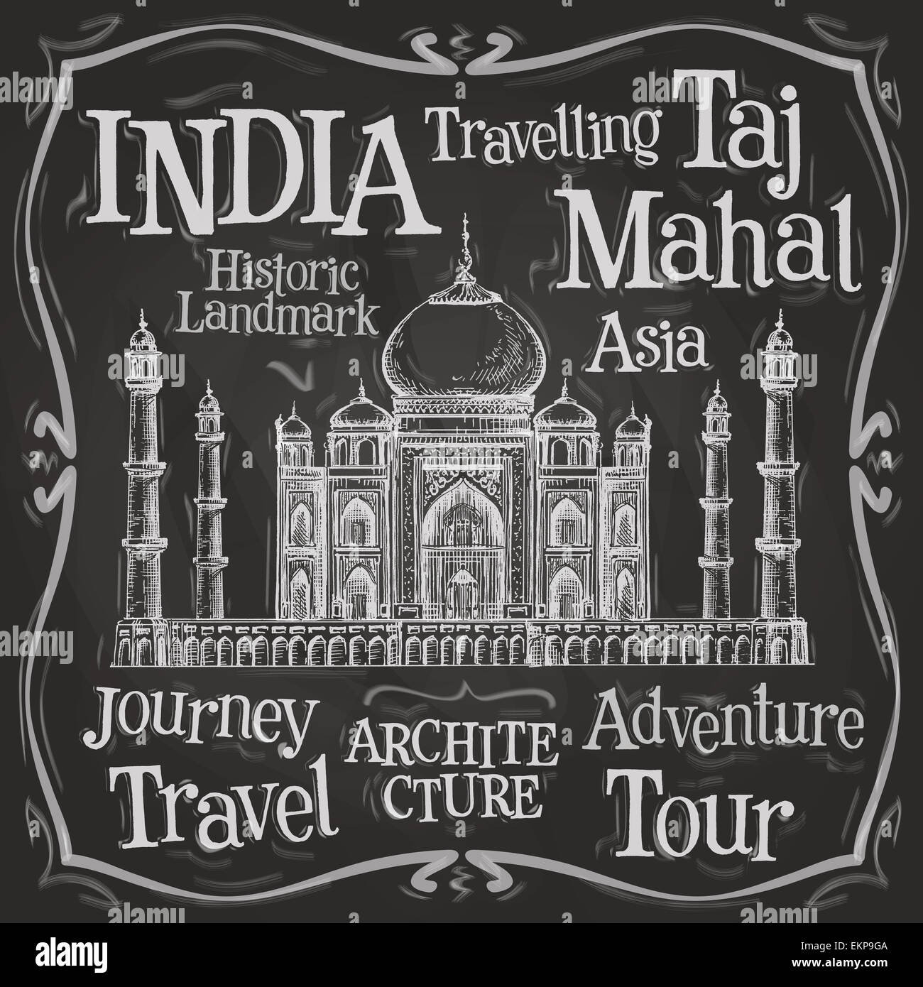 India vector logo design modello. Taj Mahal o menu icona della scheda. Foto Stock