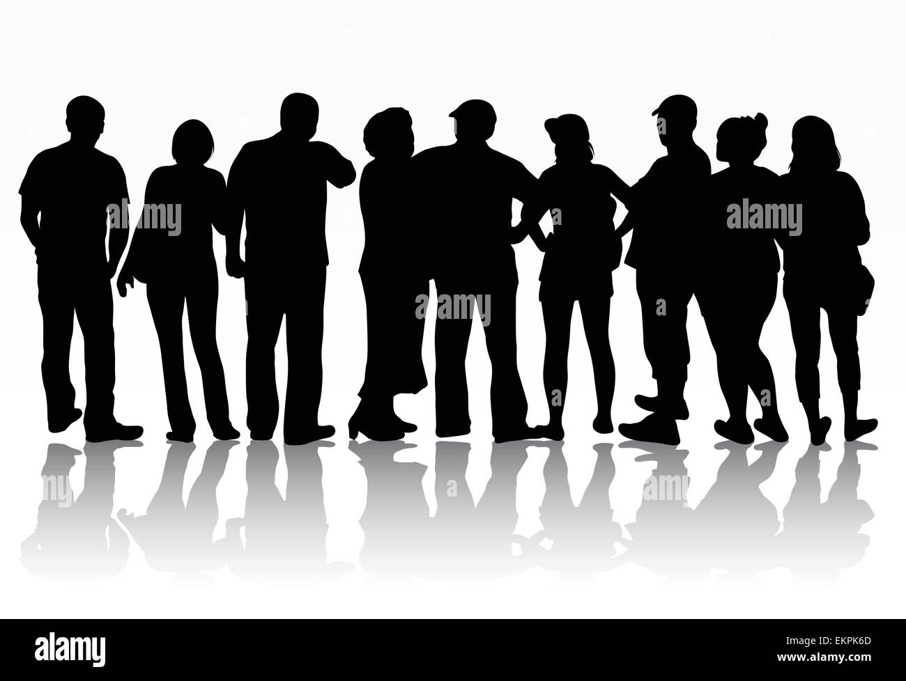 Gruppo di persone sagome Illustrazione Vettoriale