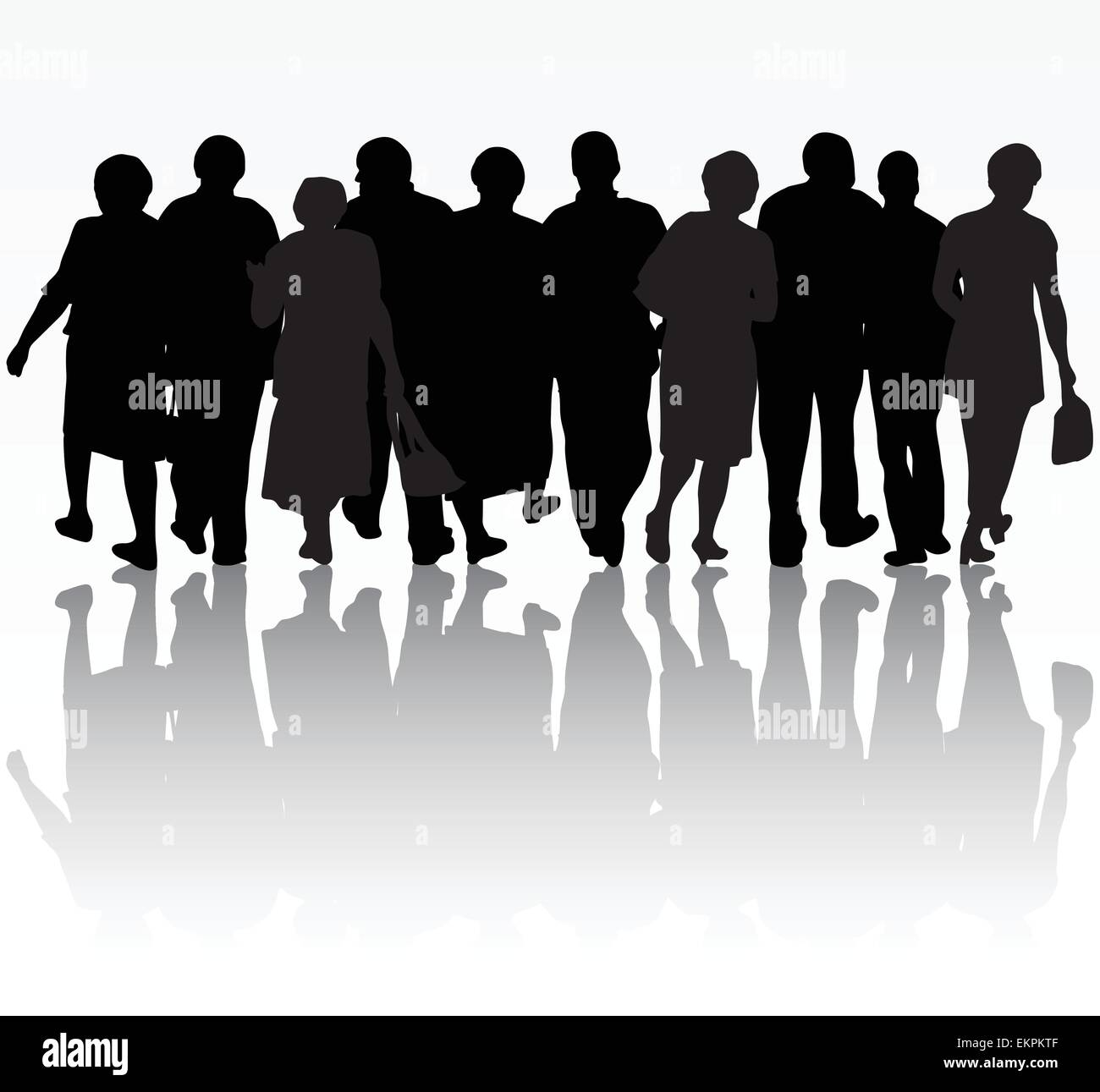 Gruppo di persone sagome Illustrazione Vettoriale