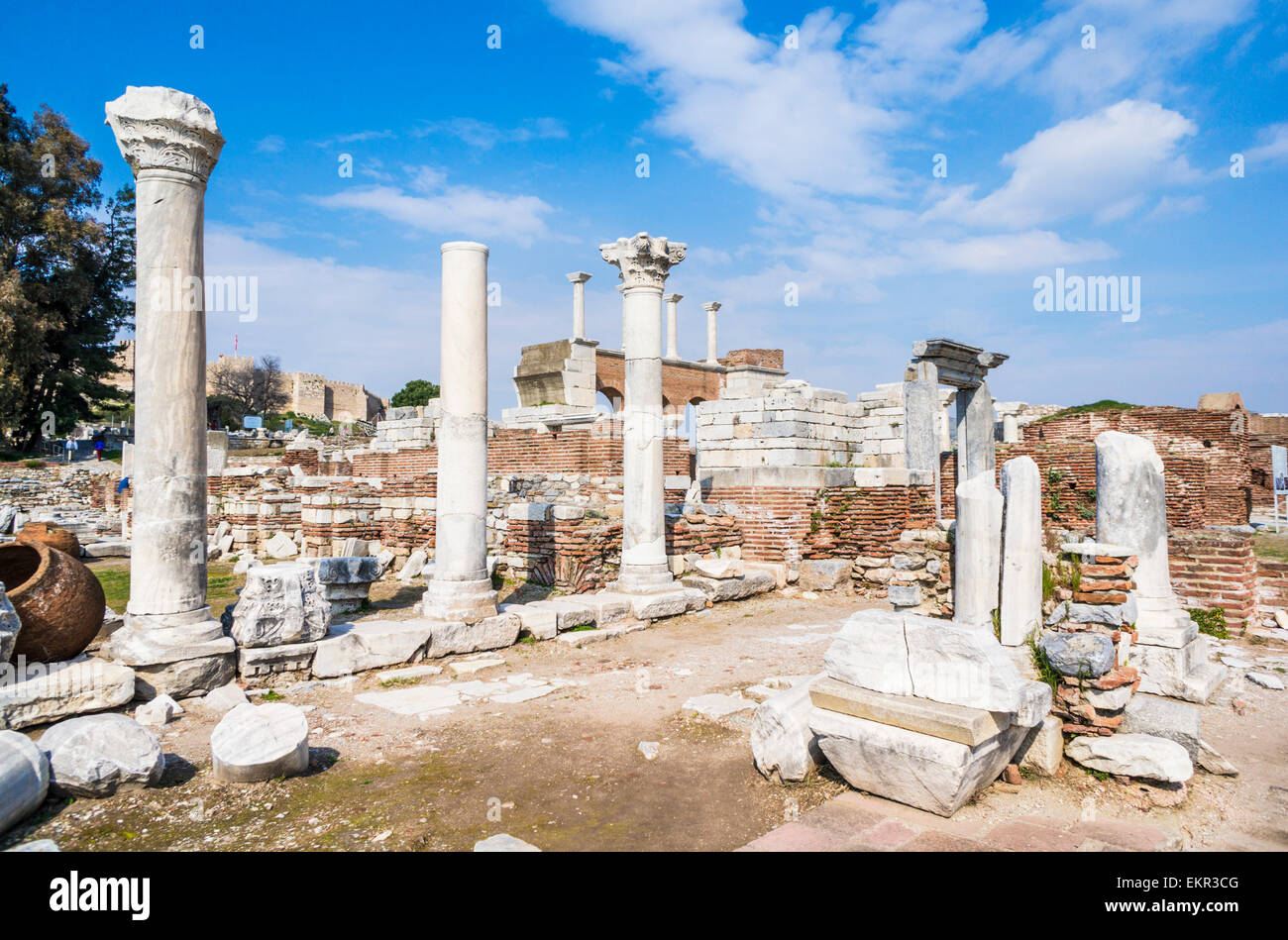 Rovine della Basilica di San Giovanni, Efeso, Selcuk, Izmir, regione del Mar Egeo, Turchia Foto Stock