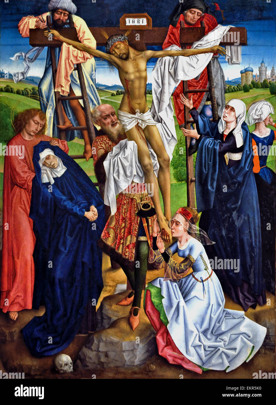 Trittico con la discesa dalla Croce dal Maestro della leggenda di Santa Caterina tardo XV secolo inizio Bruxelles Belgio Fiammingo Belgio pittore ( dettaglio ) Foto Stock
