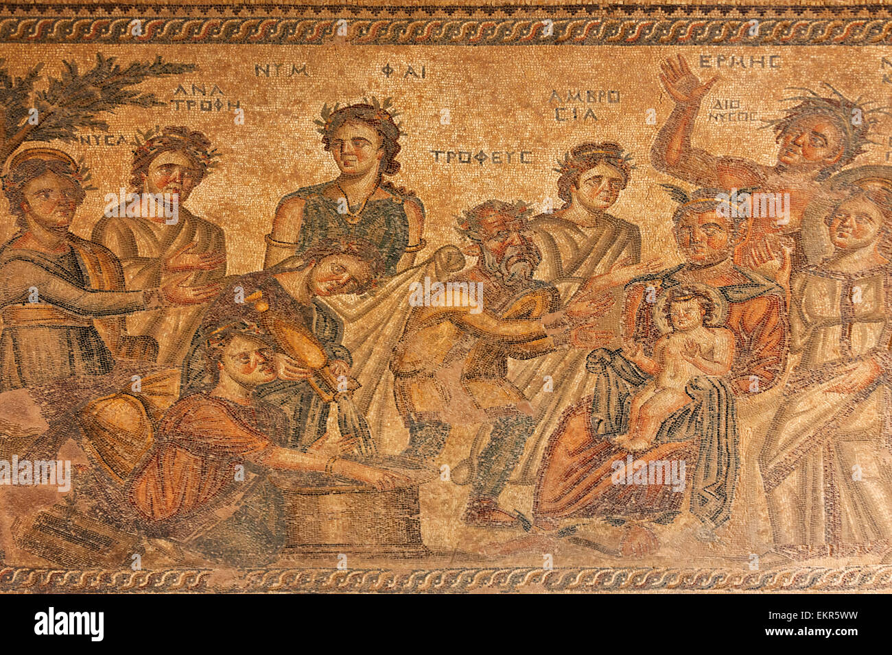 Pittura a mosaico nel parco archeologico, Paphos (Paphos), la Repubblica di Cipro Foto Stock