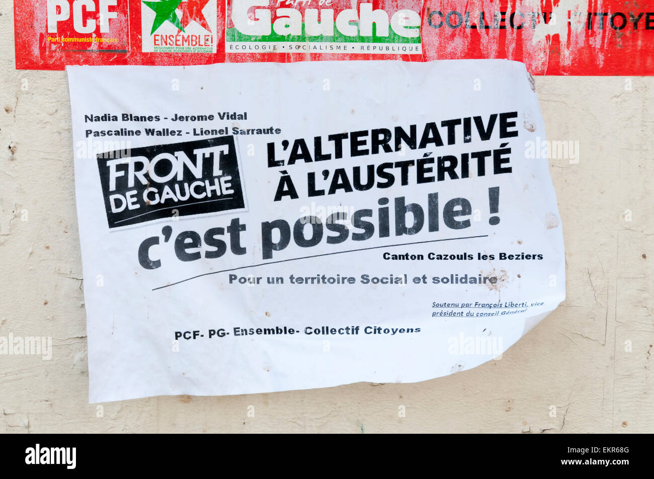 Front de Gauche manifesto politico in Francia a proporre un alternativa di austerità. Foto Stock