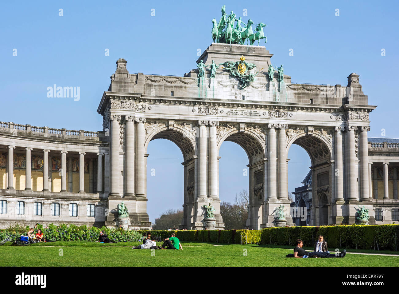 Arco di Trionfo al Parc du Cinquantenaire / Jubelpark a Bruxelles, in Belgio Foto Stock