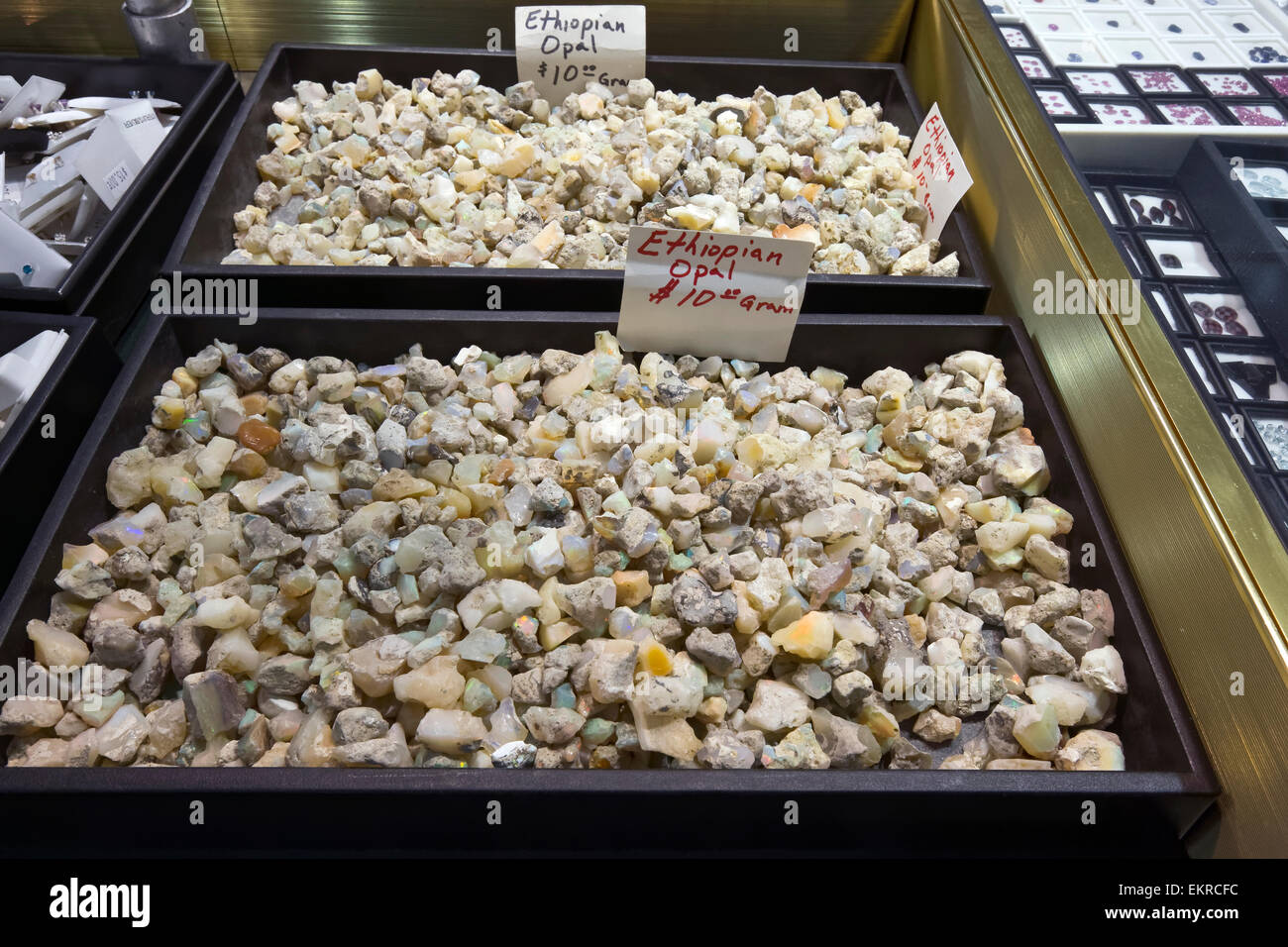 Opale etiope per la vendita, Tucson Gem e Mineral Show, Tucson, Arizona Foto Stock