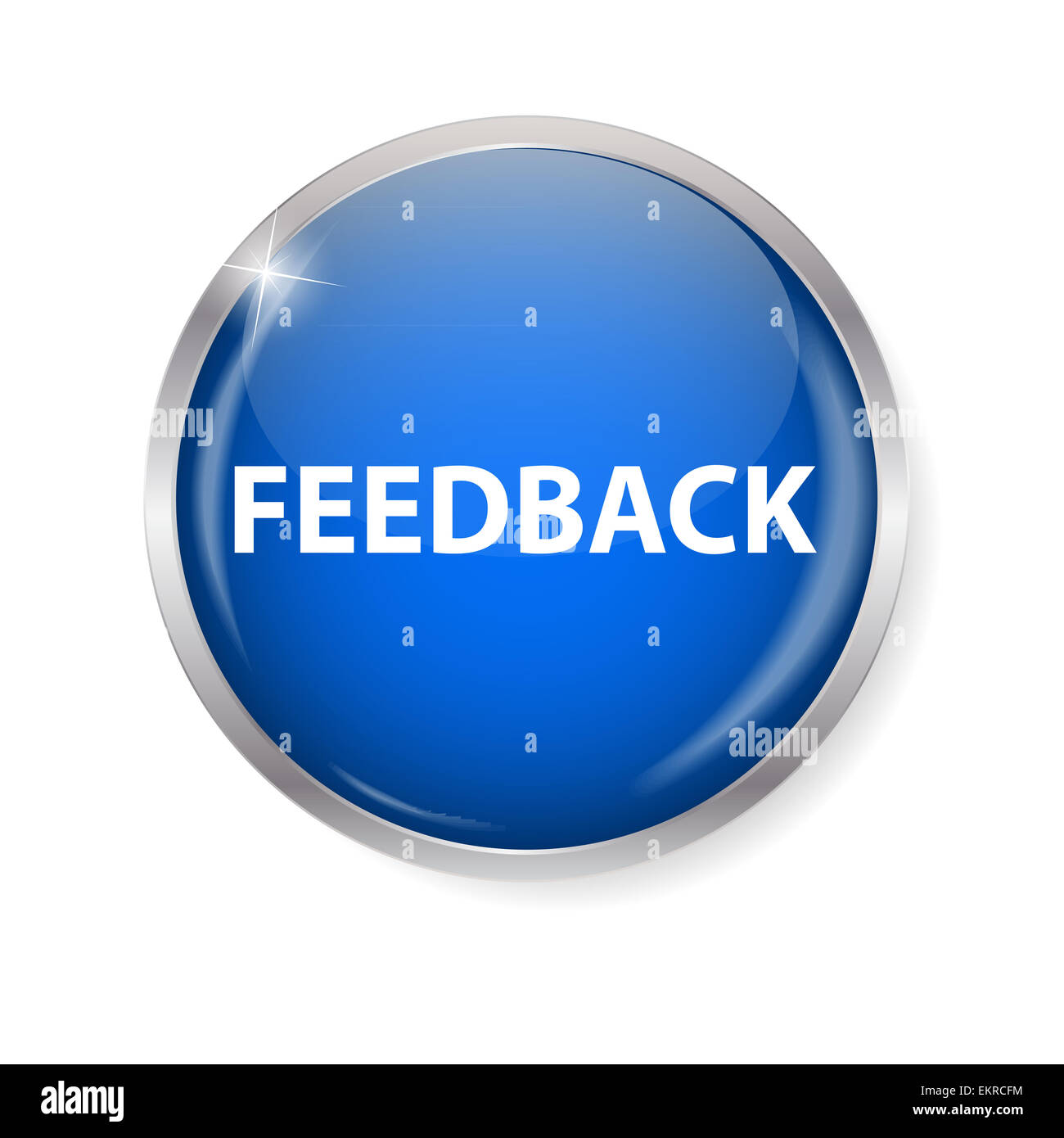 Realistico Feedback lucida Computer pulsante icona Vector illustrat Foto Stock