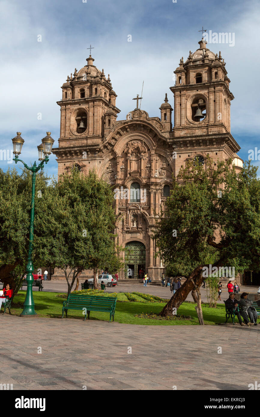 Perù Cusco. La Chiesa de La Compania, 17th. Secolo la Chiesa Gesuita, di fronte alla Plaza de Armas. Foto Stock