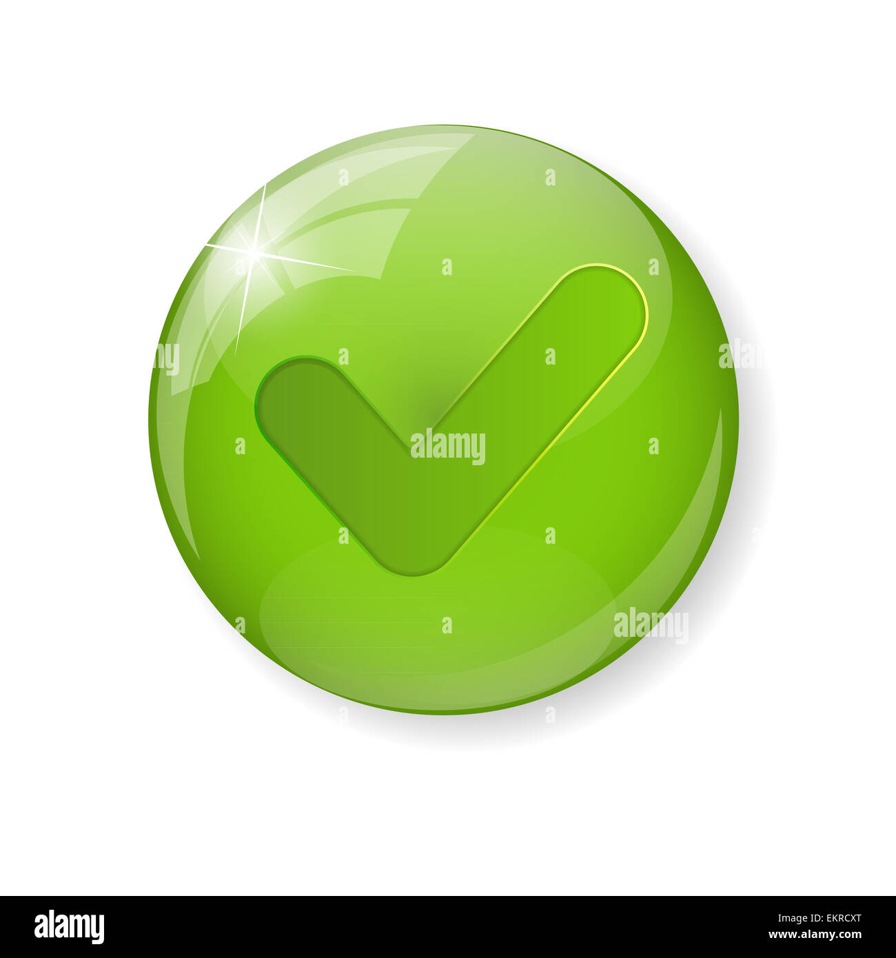 Segno di spunta verde pulsante icona illustrazione vettoriale Foto Stock