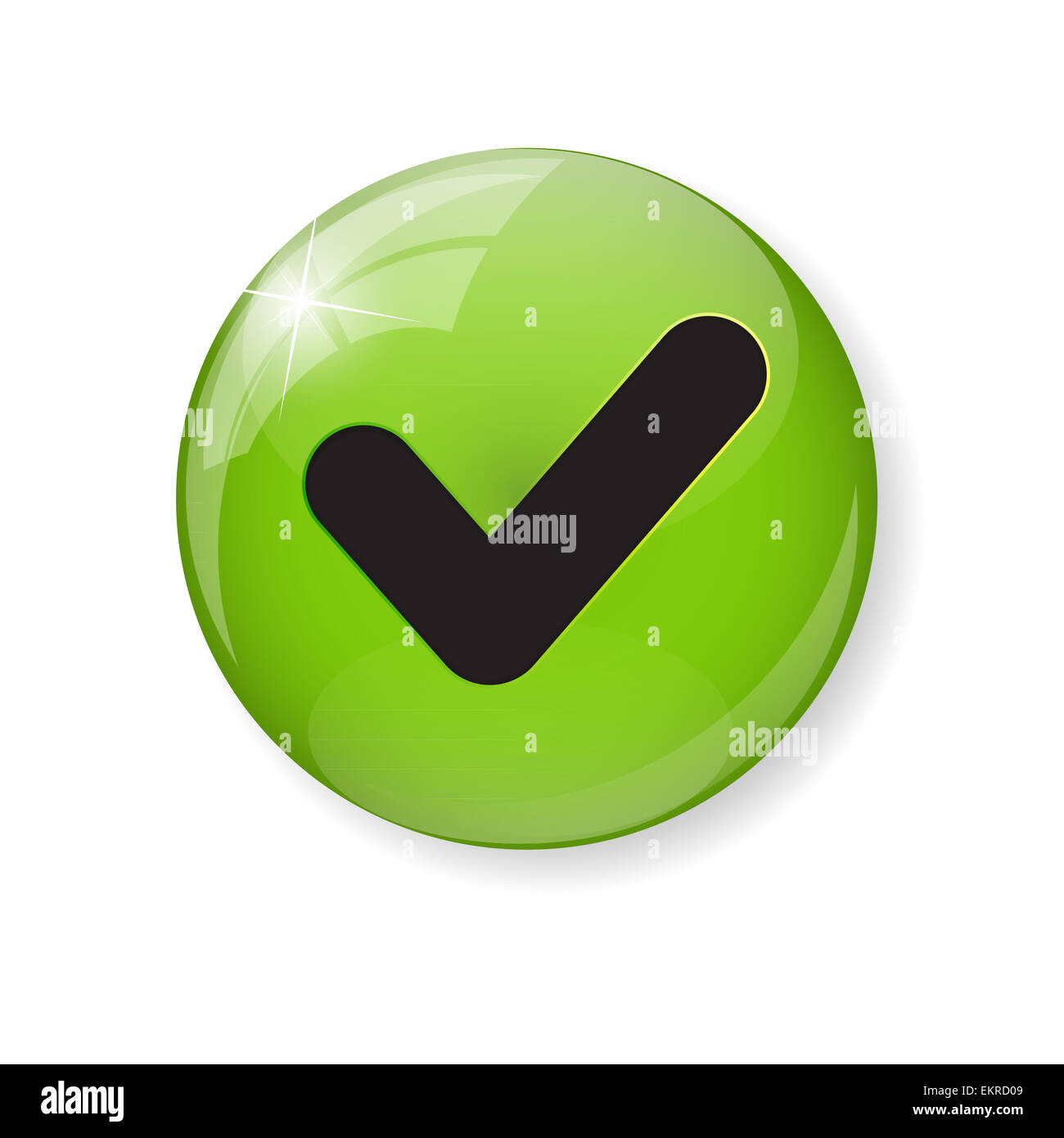 Segno di spunta verde pulsante icona illustrazione vettoriale Foto Stock