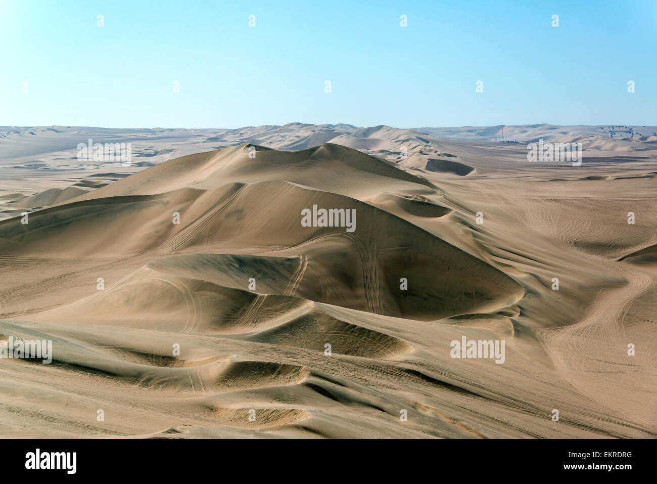 Secca di sabbia del deserto paesaggio di dune di Huacachina, Perù Foto Stock