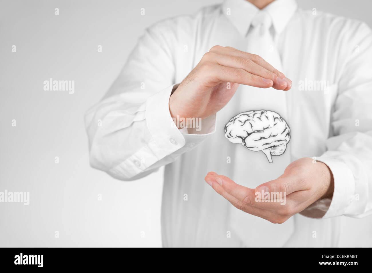 Protezione della proprietà intellettuale diritto e diritti, il copyright, i brevetti e il know-how del concetto. Proteggere idee di business e di headhunter Foto Stock