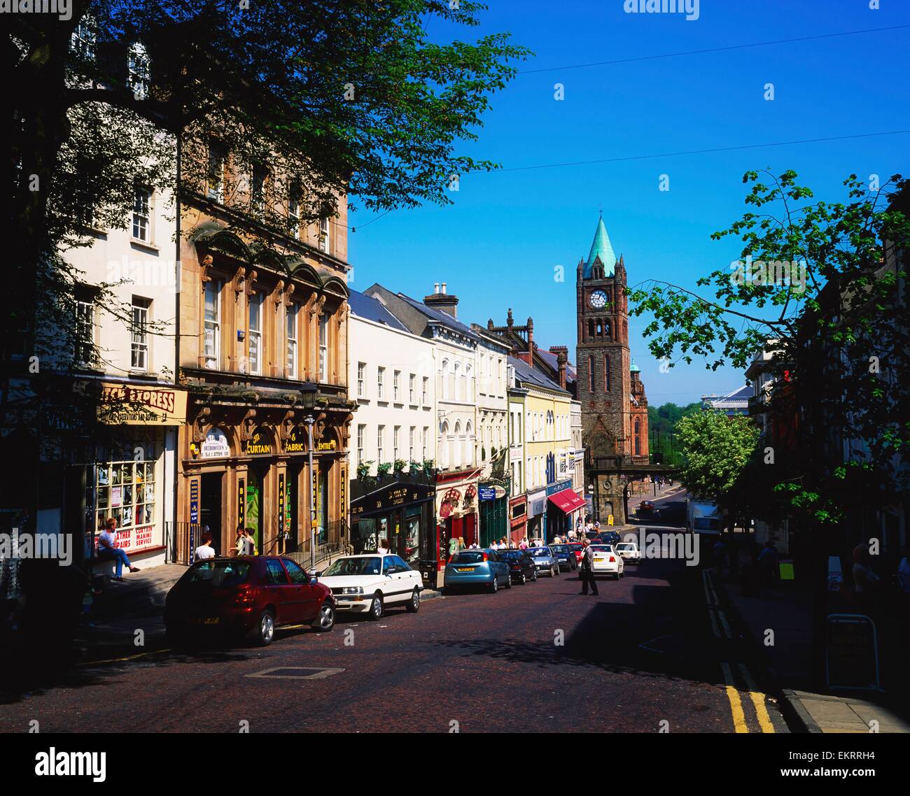 Derry City,Co Derry,l'Irlanda;Street scene in Derry City Foto Stock