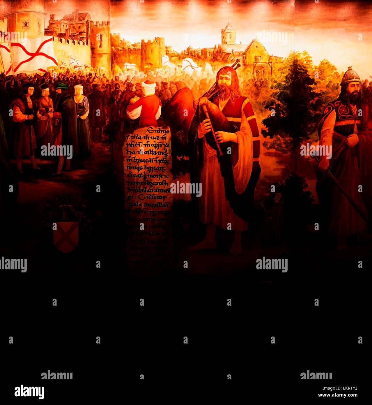 Dublino,Co Dublin , Ireland;Murale in Dublinia Exhibition Foto Stock