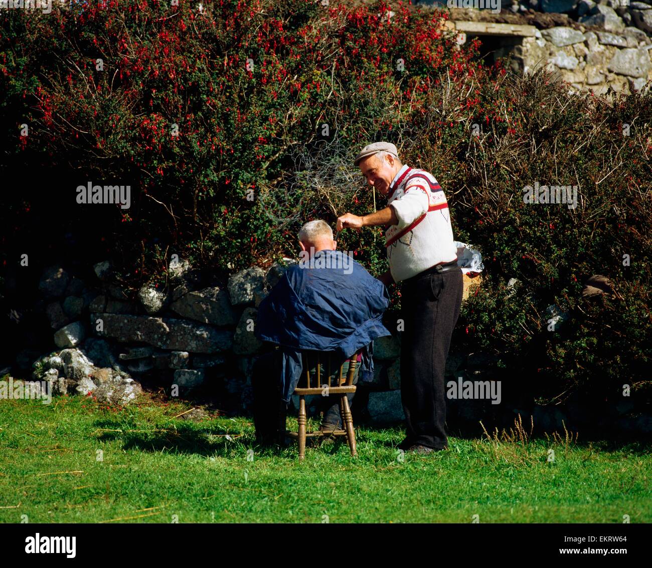 Lettermullan, Gorumna Isola, Co Galway, Irlanda, Locale Barber Shop Foto Stock