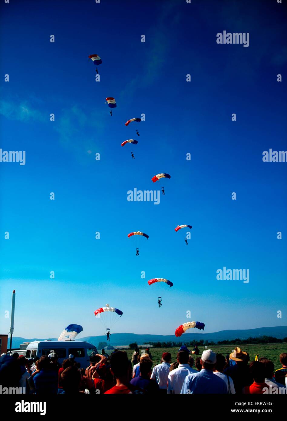 Derry City, Co Derry, Irlanda del Nord, la città di Derry Airshow 1997, Raf falchi sbarco sulla terra Foto Stock