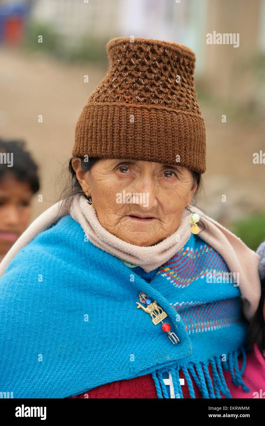 Ritratto di donna Senior, Lima, Peru Foto Stock