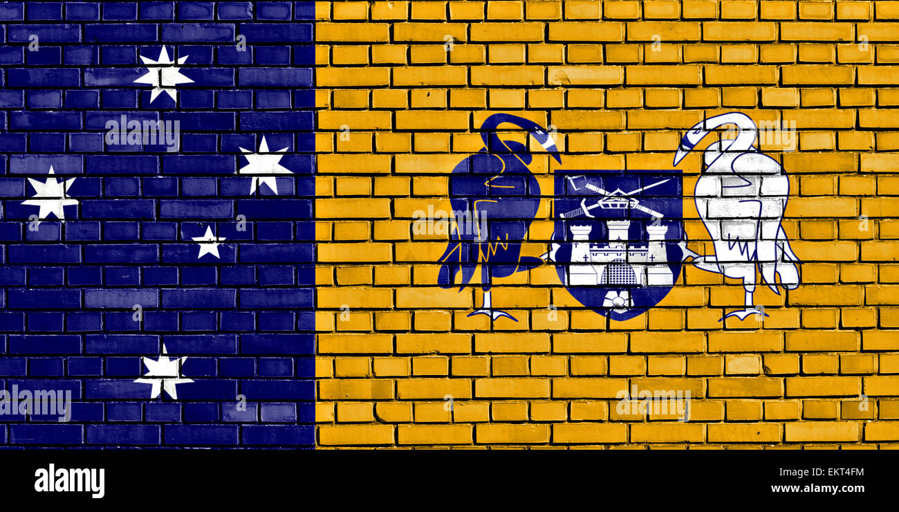 Bandiera del Territorio della Capitale Australiana dipinta su un muro di mattoni Foto Stock