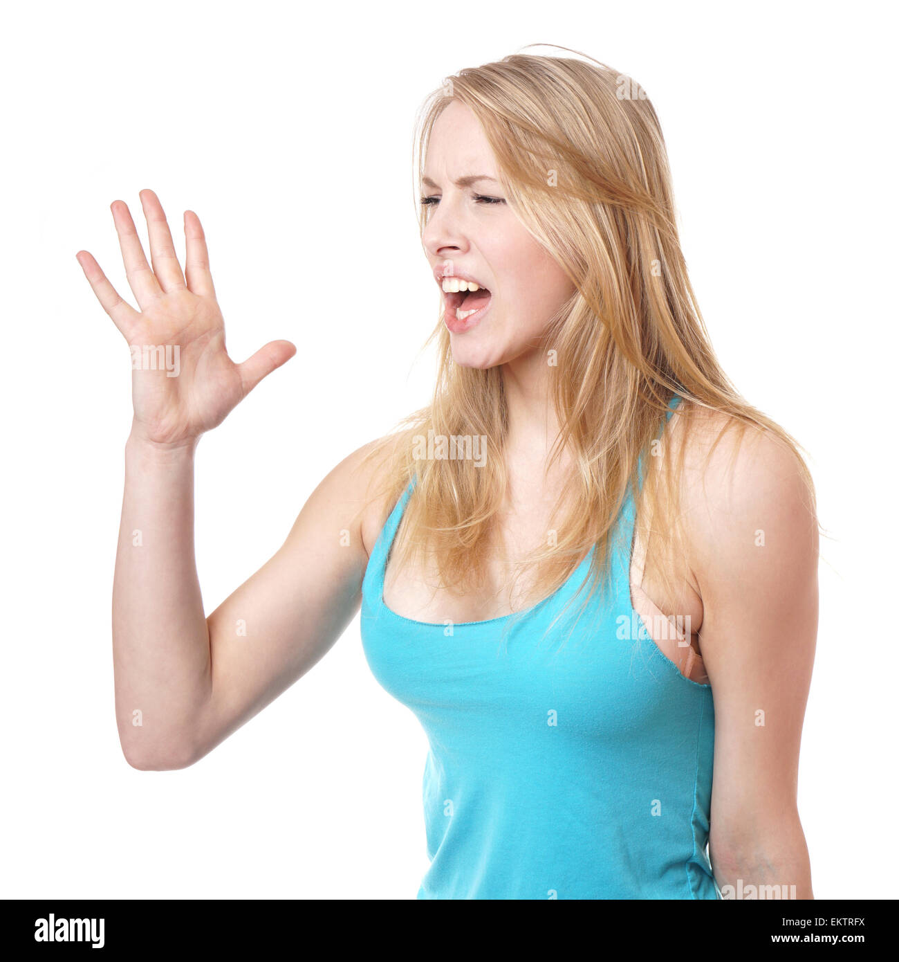 Arrabbiato donna urlare Foto Stock