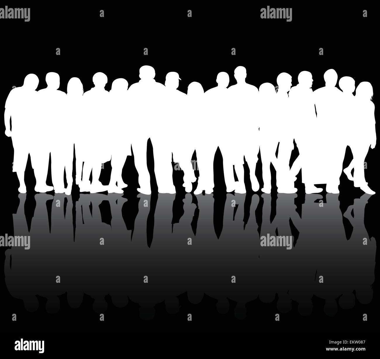 Persone in piedi sagomano lo sfondo Illustrazione Vettoriale