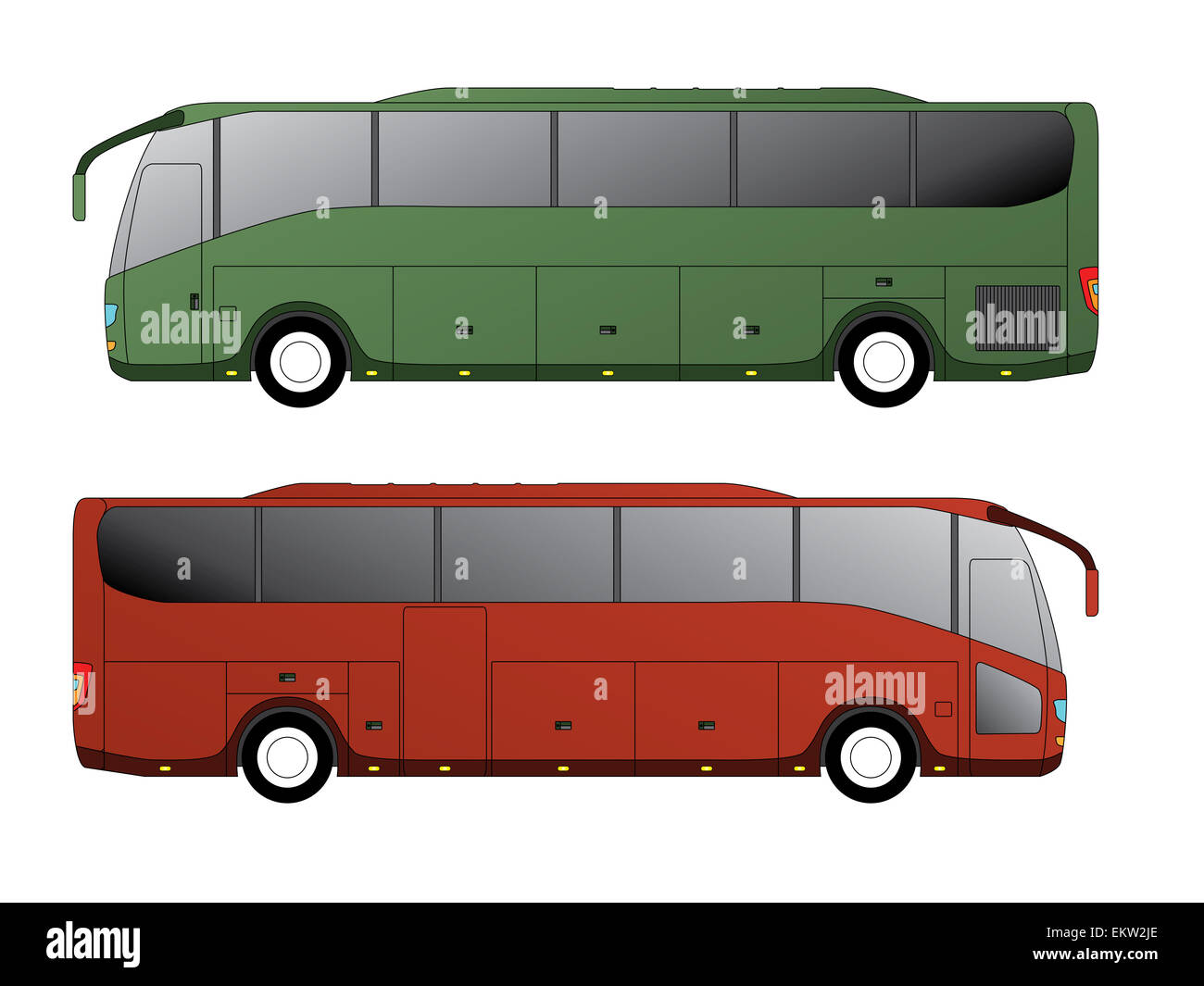 Autobus turistico design con assale singolo nella vista laterale posteriore Foto Stock