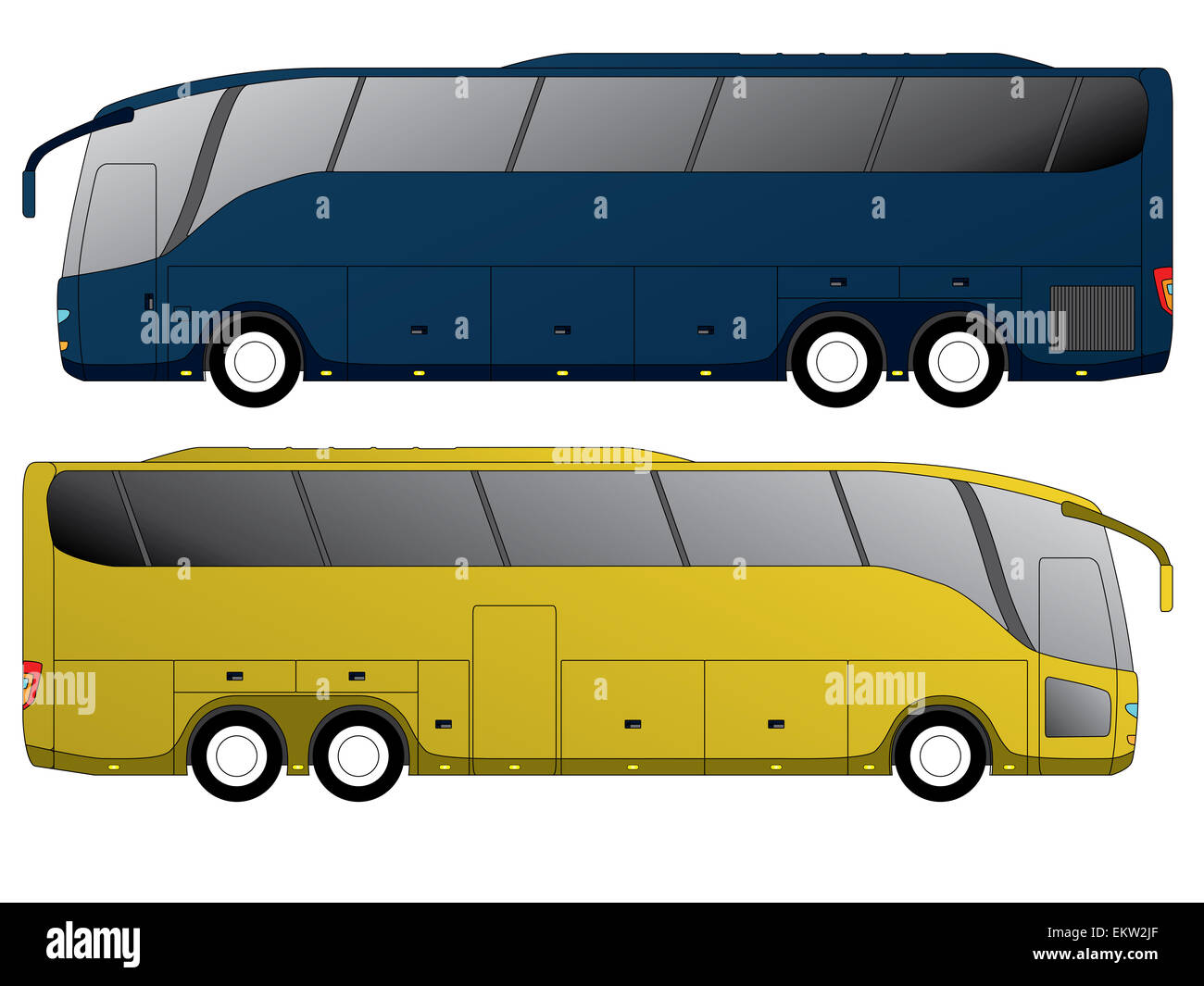 Autobus turistico design con doppio assale in vista laterale posteriore Foto Stock