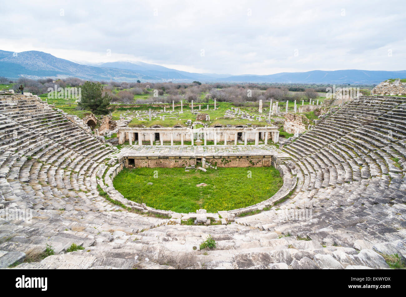 Teatro antico presso Aphrodisias, Anatolia, Turchia Foto Stock