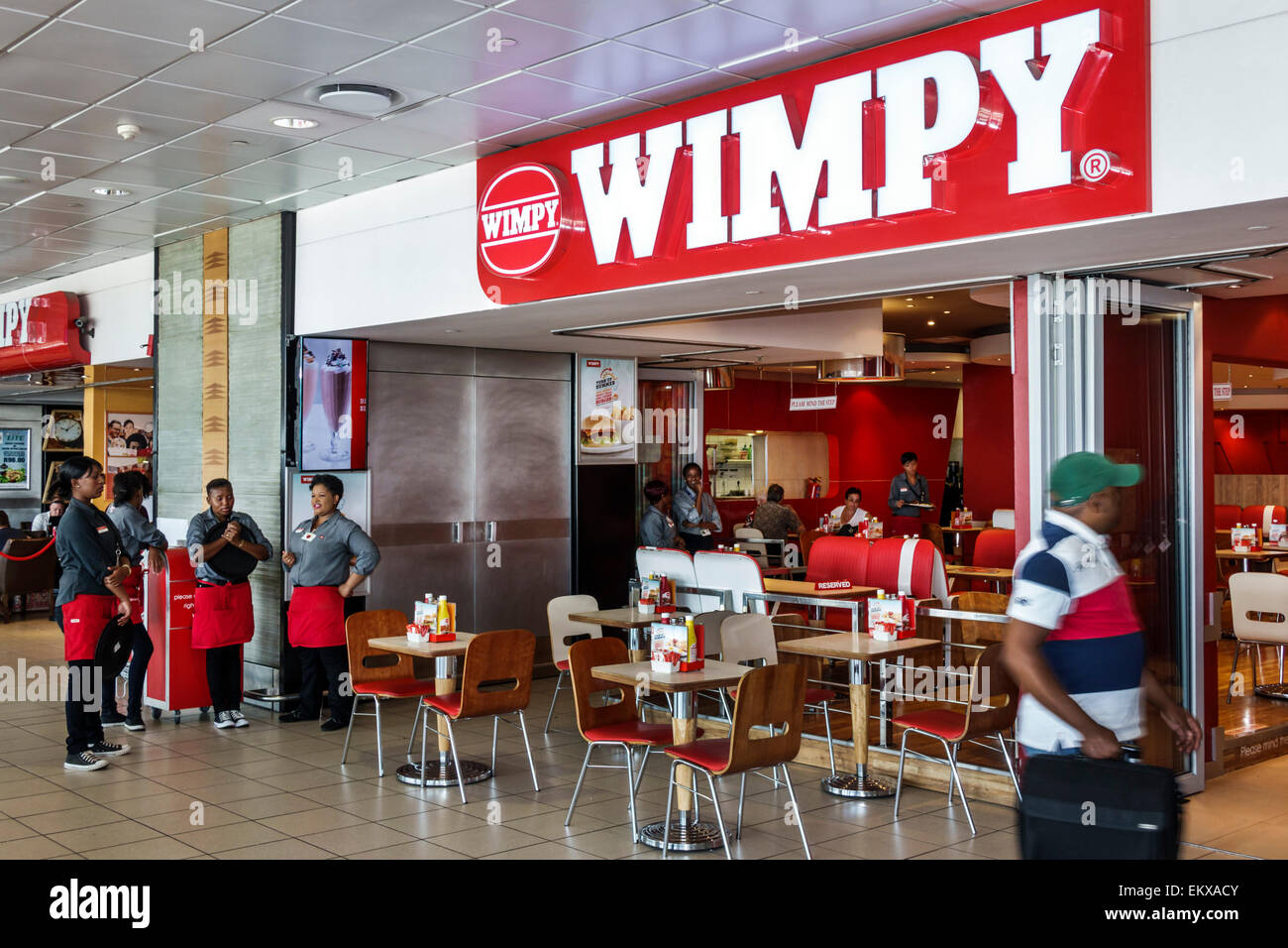 Johannesburg Sud Africa, O. Aeroporto Internazionale R. Tambo, interno, terminal, gate, Wimpy, ristorante ristoranti, ristoranti, ristoranti, ristoranti, caffè, fast foo Foto Stock