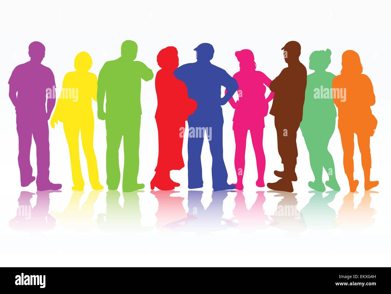 Gruppo di persone sagome Illustrazione Vettoriale