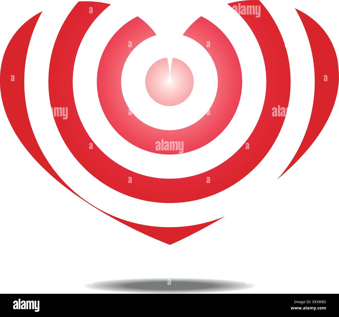 A forma di cuore ad obiettivo su sfondo bianco - EPS vettore 10 Illustrazione Vettoriale