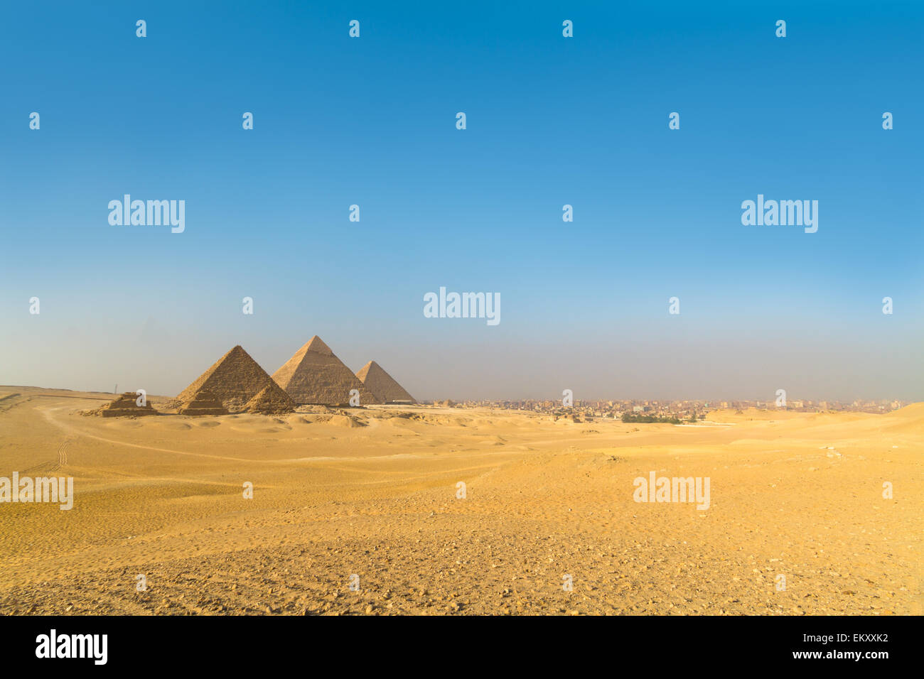 Grandi Piramidi a Giza valley, Il Cairo, Egitto Foto Stock