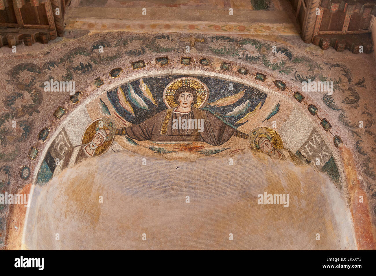Interno della Basilica Eufrasiana di Parenzo in Istria, Croazia. UNESCO - Sito Patrimonio dell'umanità. Foto Stock